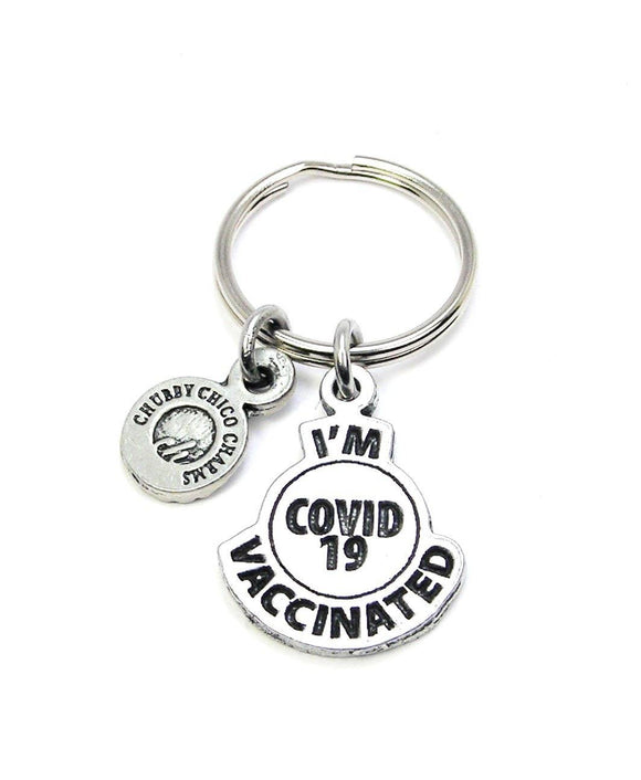 I'm covid 19 vaccinated Key Chain vaccine inoculated keyring - Janine Design