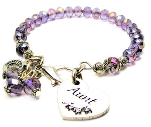 Aunt Heart Splash Of Color Crystal Bracelet, Aunt Bangle Bracelet