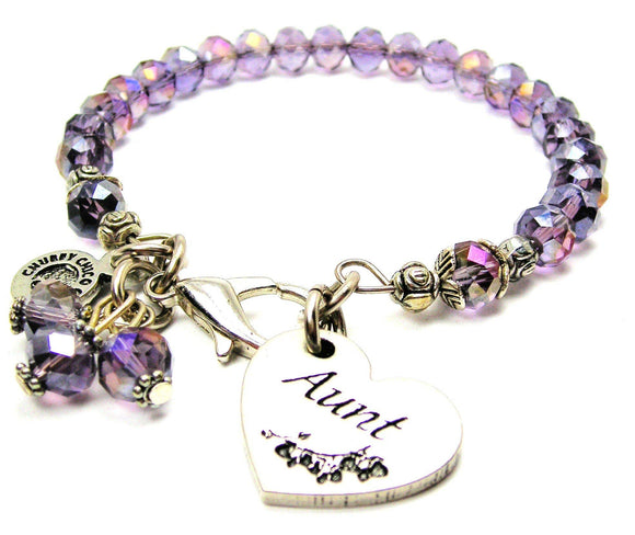 Aunt Heart Splash Of Color Crystal Bracelet, Aunt Bangle Bracelet