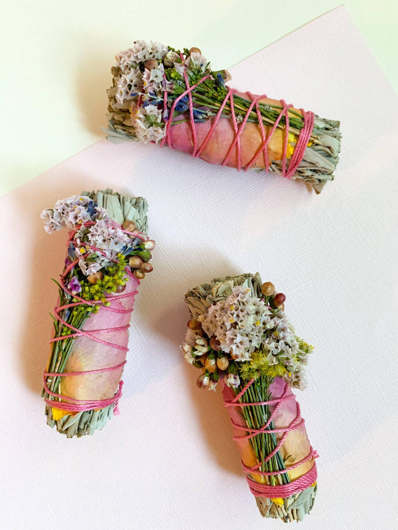 Wildflower + White Sage Smudge Wand, Smudge Wand - Janine Design