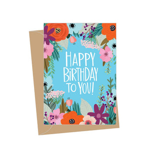 Mini Birthday Floral, Folded Enclosure Cards - Janine Design