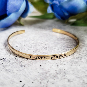 I HATE PEOPLE Skinny Adjustable Cuff Bracelet - Janine Design