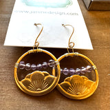 Lotus Earrings/Amethyst Gemstone lotus Earrings/Golden Lotus Earrings 