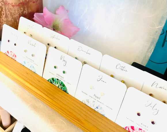 Birthstone Studs, Silver Studs, Genuine Gemstone Studs, birthday Gifts - Janine Design