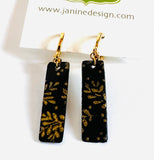 Black and Gold Bar Earrings/Black and Gold Earrings - Janine Design