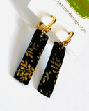 Black and Gold Bar Earrings/Black and Gold Earrings - Janine Design