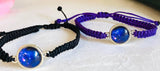Galaxy Adjustable Bracelet, Galaxy Bracelet -nylon braided bracelet with glass cabochon and a blue galaxy print inside.