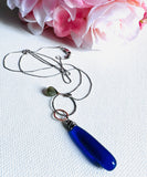 Blue Teardrop Necklace, Blue Quartz Necklace - Janine Design