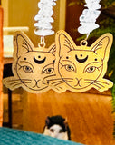 Brass Cat Gemstone Earrings/kitty Earrings /Natural Gemstone - Janine Design