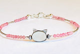 Cat Donation Bracelet/pink and sterling 8 inch