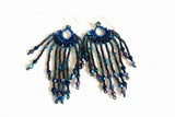 Dangle Hoop electric Blue Earrings, Blue Earrings, Blue Beaded Earrings 