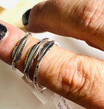Feather Silver Band, Hammered Silver Band Ring, Silver Texture Ring, Silver Ring - Janine Design
