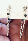 Hematite Chain Loop Earrings-Hematite Gemstone -Back View