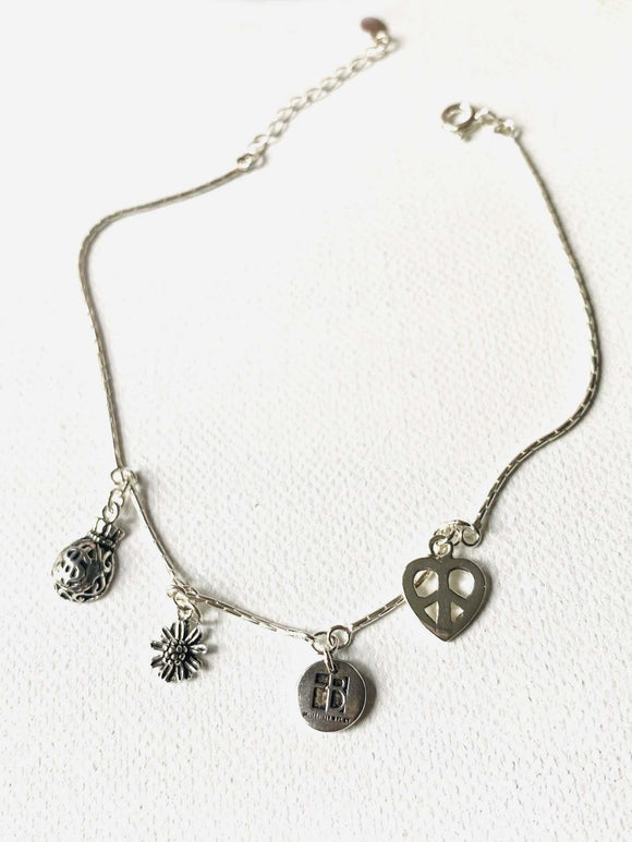 Sterling Silver Chain Anklet with Disk Charm, Silver Anklet, Summer Jeweler