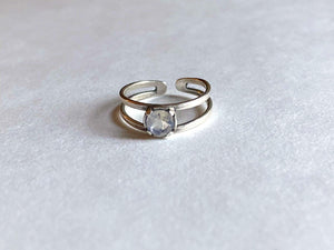 Moonstone Ring, Adjustable Silver Ring, Sterling open Ring - Janine Design