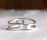 Moonstone Ring, Adjustable Silver Ring, Sterling open Ring - Janine Design