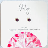 Birthstone Studs, Silver Studs, Genuine Gemstone Studs, birthday Gifts - Janine Design