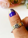 Lotus Ring, Size 10 Ring, Flower Ring, Ring Band, Silver Ring, Stacking Ring -shown on thumb