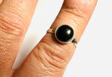Onyx Black Ring, Onyx Ring, Silver Stackable, Promise Ring - Janine Design