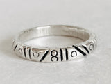Pattern Ring, Stacking Ring, Textured Stacking Ring, dash dot pattern ring, sterling silver