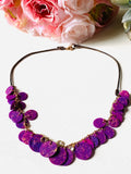 Polymer Clay Disk Necklace, Purple Disk Necklace 