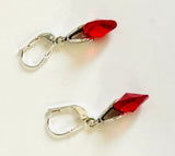Red Crystal Drop Earrings top view