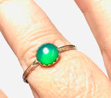 Green Onyx Ring, Size 9 Sterling Ring, Stacking Ring - Janine Design