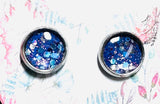 Sparkle Stud Earrings / Affordable Gifts - Blue Glitter