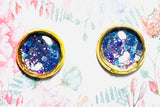 Sparkle Stud Earrings / Affordable Gifts -blue glitter in gold