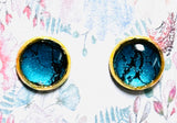 Sparkle Stud Earrings / Affordable Gifts - blue marble