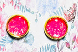 Sparkle Stud Earrings / Affordable Gifts - hot pink glitter