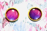 Sparkle Stud Earrings / Affordable Gifts pink and purple ombre