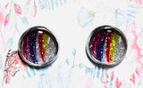 Sparkle Stud Earrings / Affordable Gifts - rainbow glitter
