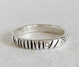 Pattern Ring, Stacking Ring, Textured Stacking Ring - close up