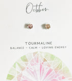 Birthstone Studs, Silver Studs, Genuine Gemstone Studs, birthday Gifts - Janine Design