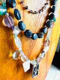 Triple Gemstone Power Necklace/ Animal Lover Necklace - Janine Design