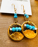 Lotus Earrings/Turquoise Gemstone lotus Earrings/Golden Lotus Earrings 