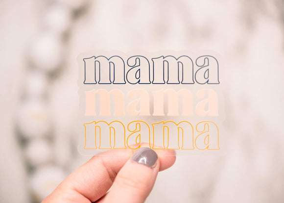 Mama Stacked Clear, Vinyl Sticker, 3x3 in. - Janine Design