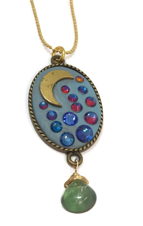 Moon necklace-blue Moon-crystal Necklace-Swarovski Crystal Necklace-Celestial