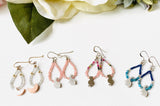 Peach Rabbit Teardrop Hoop Earrings/Rhodochrosite Earrings