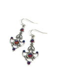 Silver Antiqued Filigree Swarovski Crystal Drop Earrings