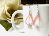 Peach Rabbit Teardrop Hoop Earrings