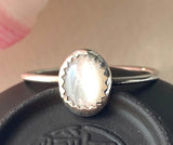 sterling ring, Mother of Pearl Ring, Size 6.5  Stacking Mother of Pearl Ring with thin sterling band.