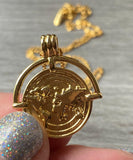 Travelers Necklace, Travellers medallion, Gift, Gold Filled Travelers Medallion