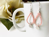 Peach Rabbit Teardrop Hoop Earrings/Rhodochrosite Earrings