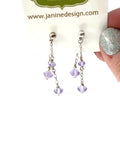 Double Sided Post Earrings/ Purple Crystal Earrings/