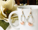 Peach Rabbit Teardrop Hoop Earrings/Rhodochrosite Earrings, animal earrings