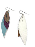 Feather Earrings, Blue and Gold Earrings