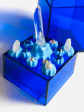 Jewelry Box/ quartz Crystal Jewelry Storage, Makeup Storage - blue Lucite rectangular box.