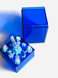 Jewelry Box/ quartz Crystal Jewelry Storage, Makeup Storage - blue Lucite rectangular box.
